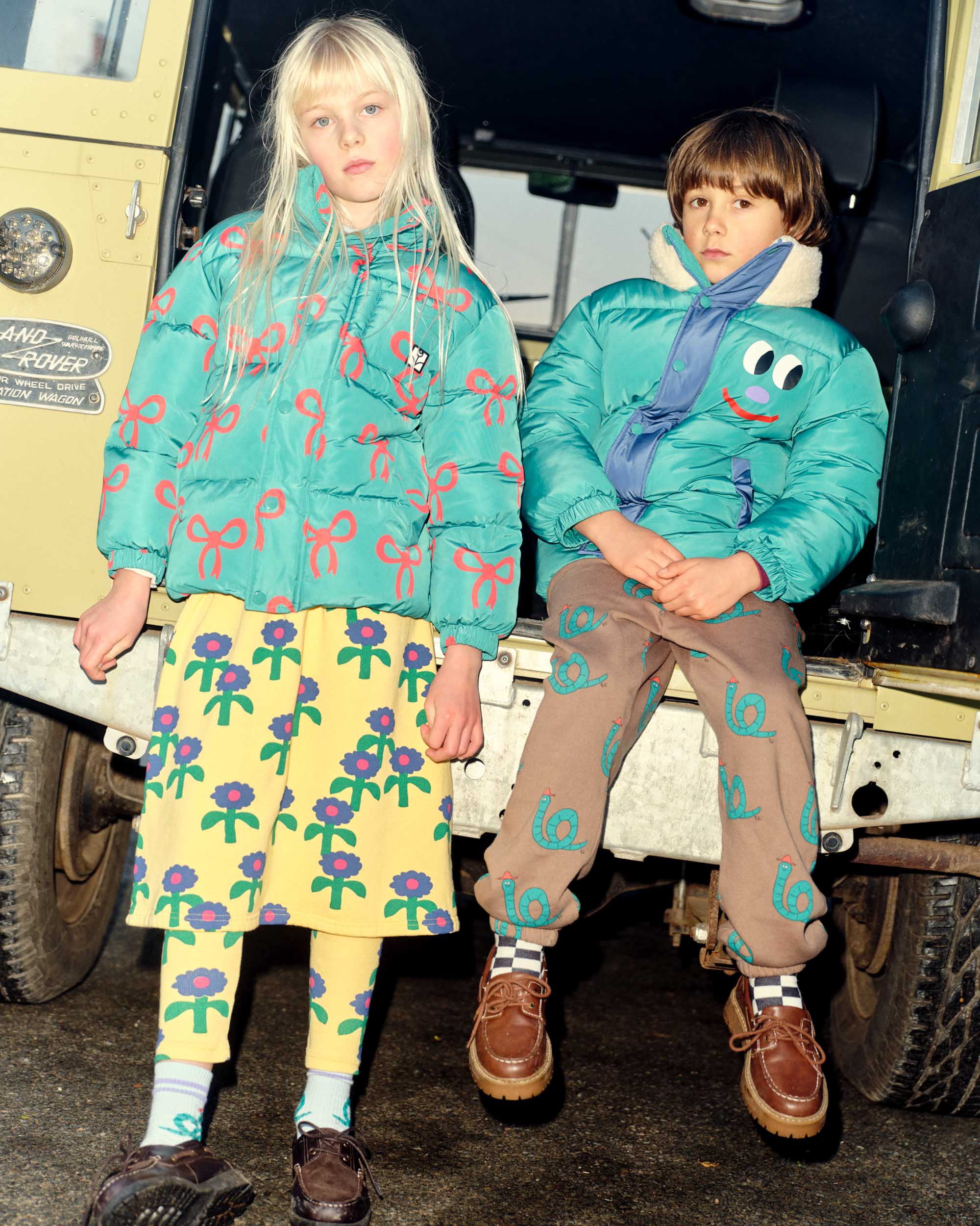 <The Campamento> Blue Daisies Leggings - YELLOW　