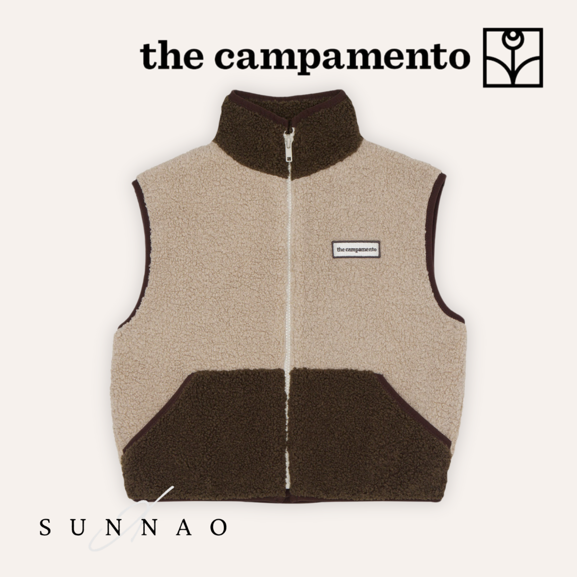 <The Campamento> GREEN AND ECRU TEDDY VEST