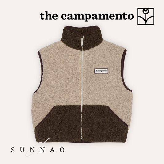 <The Campamento> GREEN AND ECRU TEDDY VEST