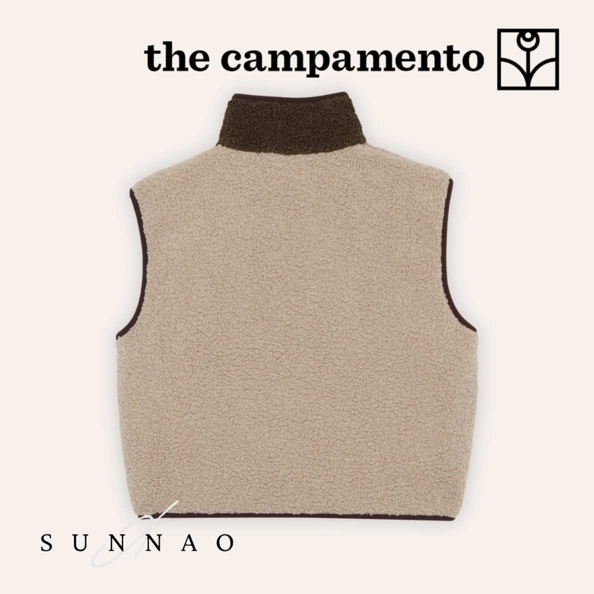 <The Campamento> GREEN AND ECRU TEDDY VEST