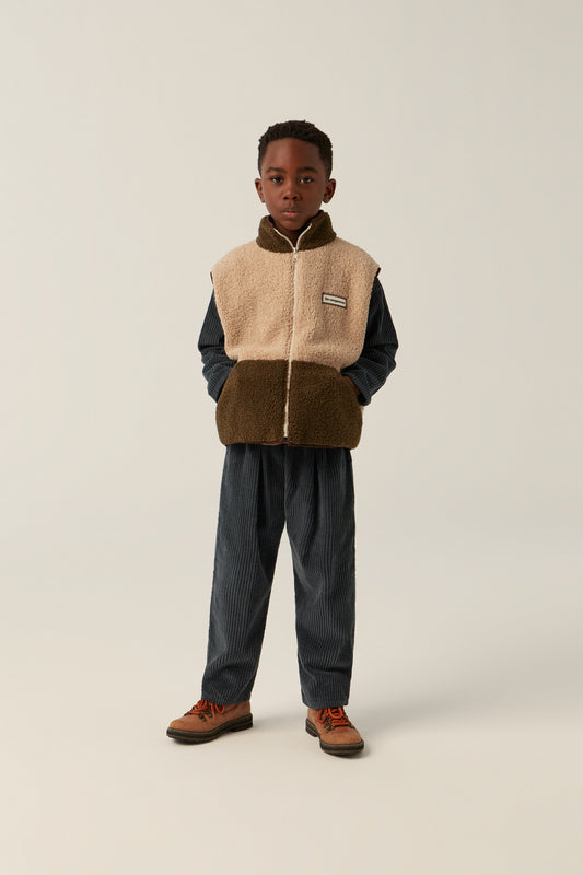 <The Campamento> GREEN AND ECRU TEDDY VEST