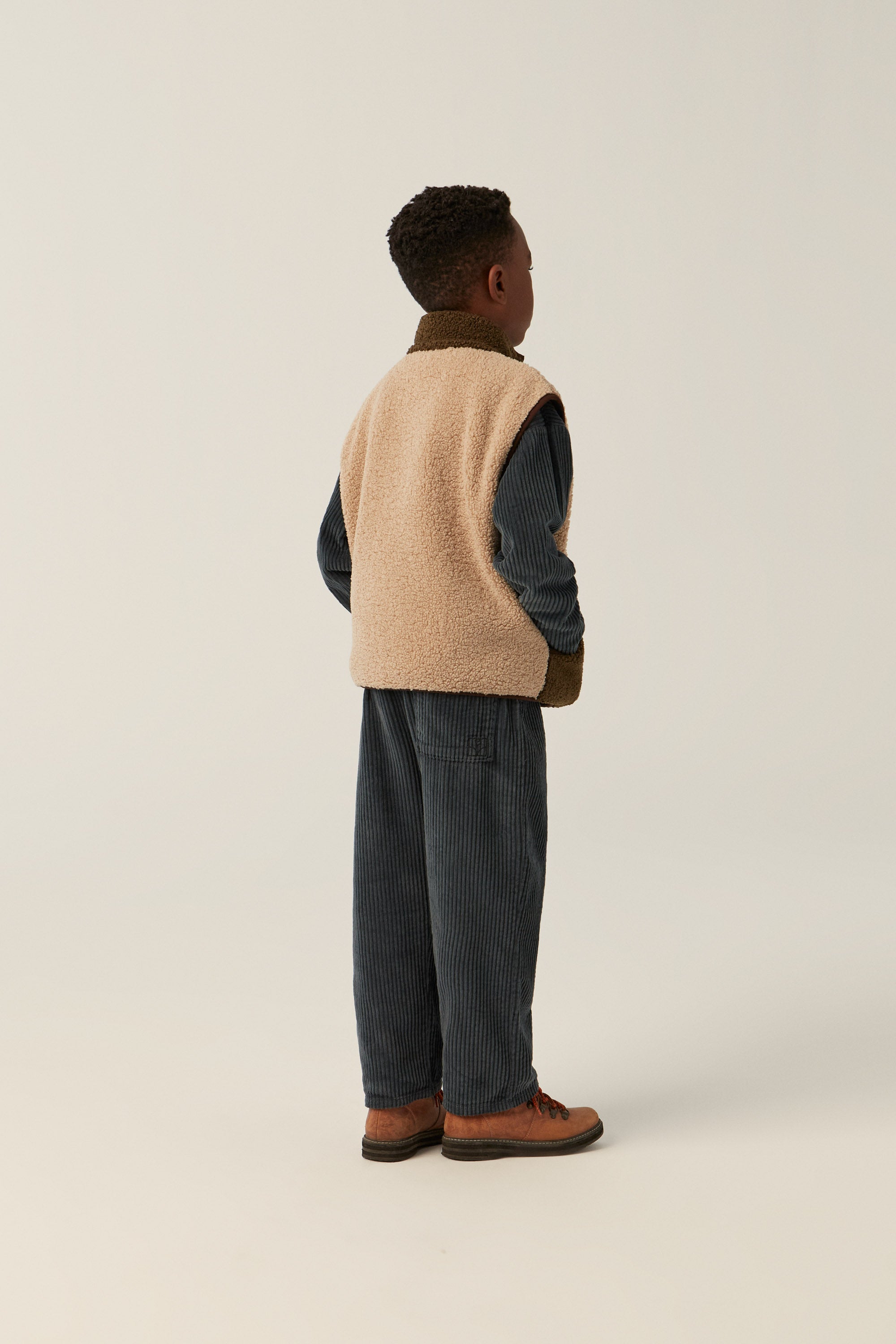 <The Campamento> GREEN AND ECRU TEDDY VEST