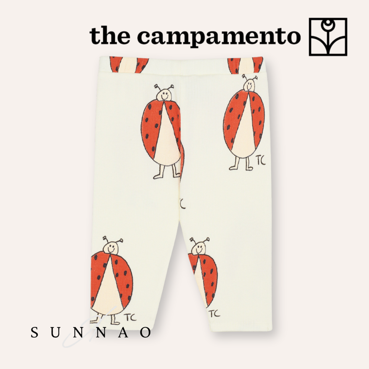 <The Campamento> Ladybug Allover Ecru Baby Leggings　