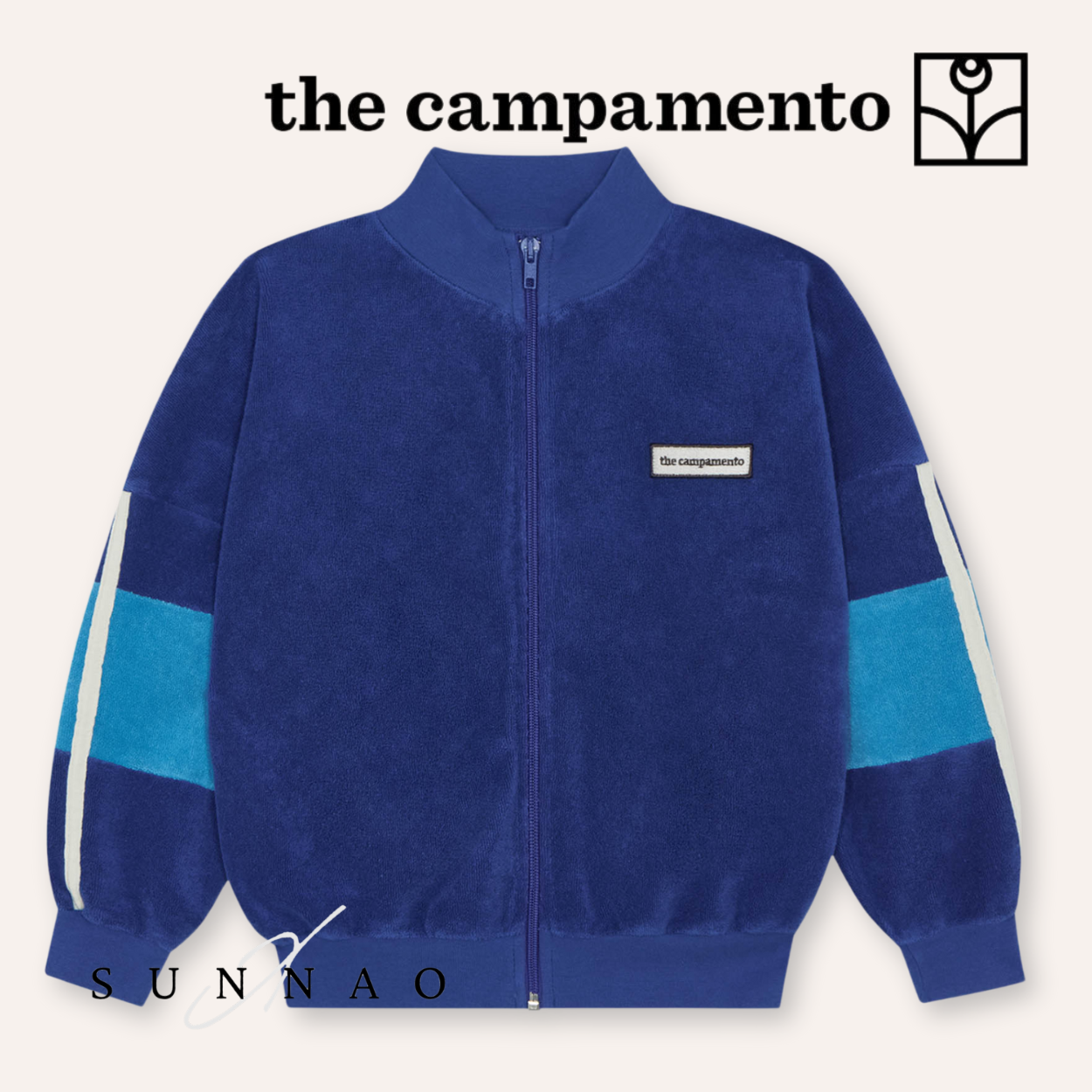 <The Campamento> Blue Color Block Zipped Sweatshirt　