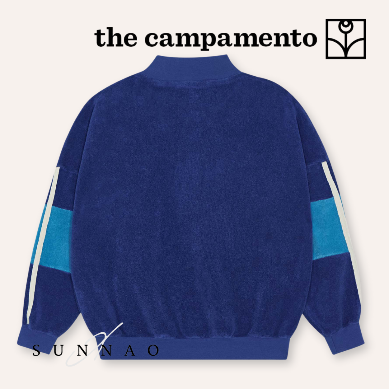 <The Campamento> Blue Color Block Zipped Sweatshirt　