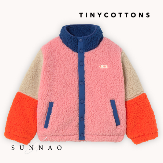 <TINYCOTTONS> COLOR BLOCK POLAR SHERPA JACKET - dark blue