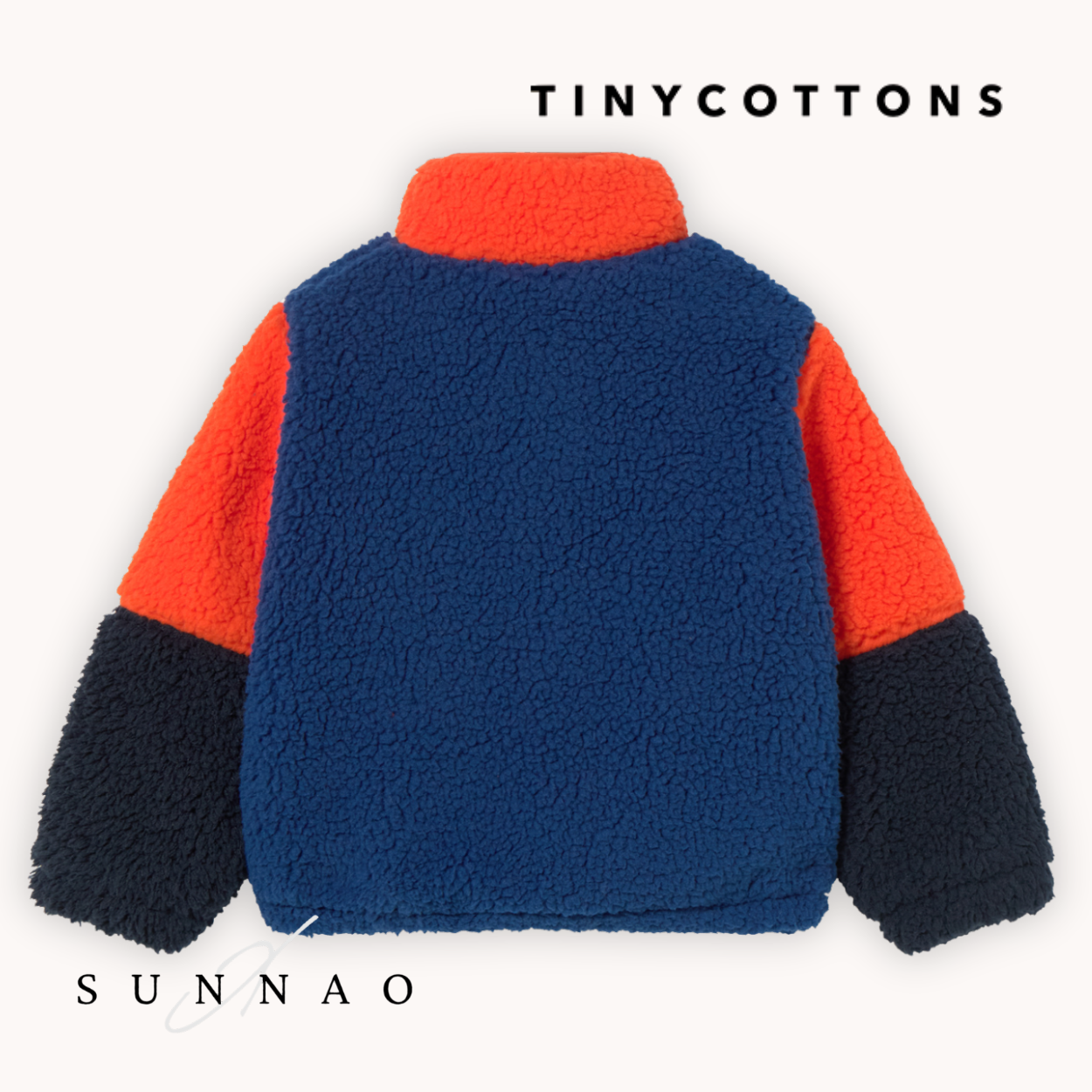 <TINYCOTTONS> COLOR BLOCK POLAR SHERPA JACKET - summer red