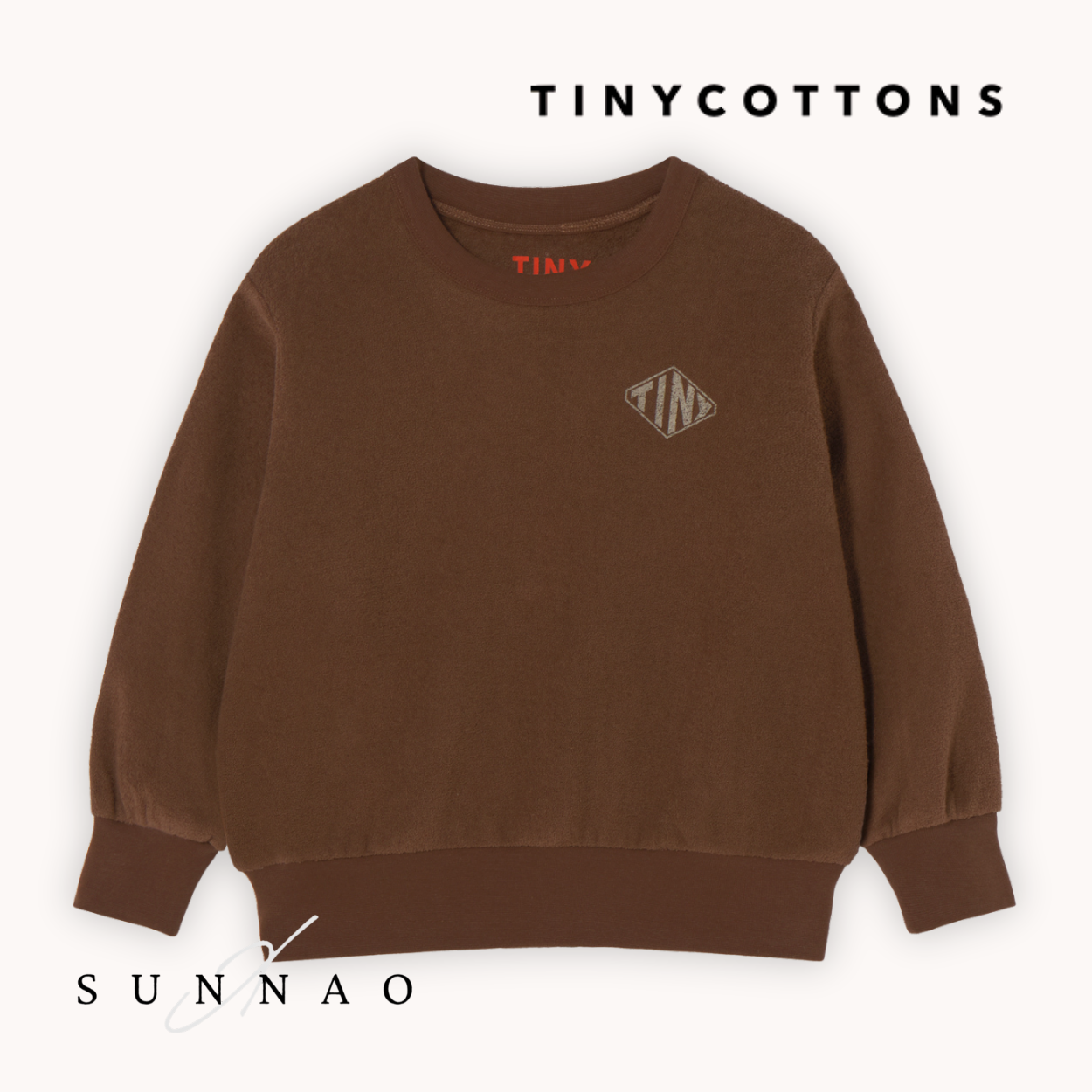 <TINYCOTTONS> DIAMOND GRAPHIC TOWEL SWEATSHIRT - dark brown
