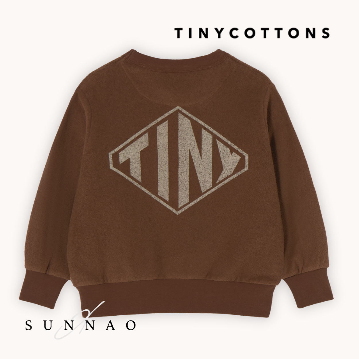 <TINYCOTTONS> DIAMOND GRAPHIC TOWEL SWEATSHIRT - dark brown