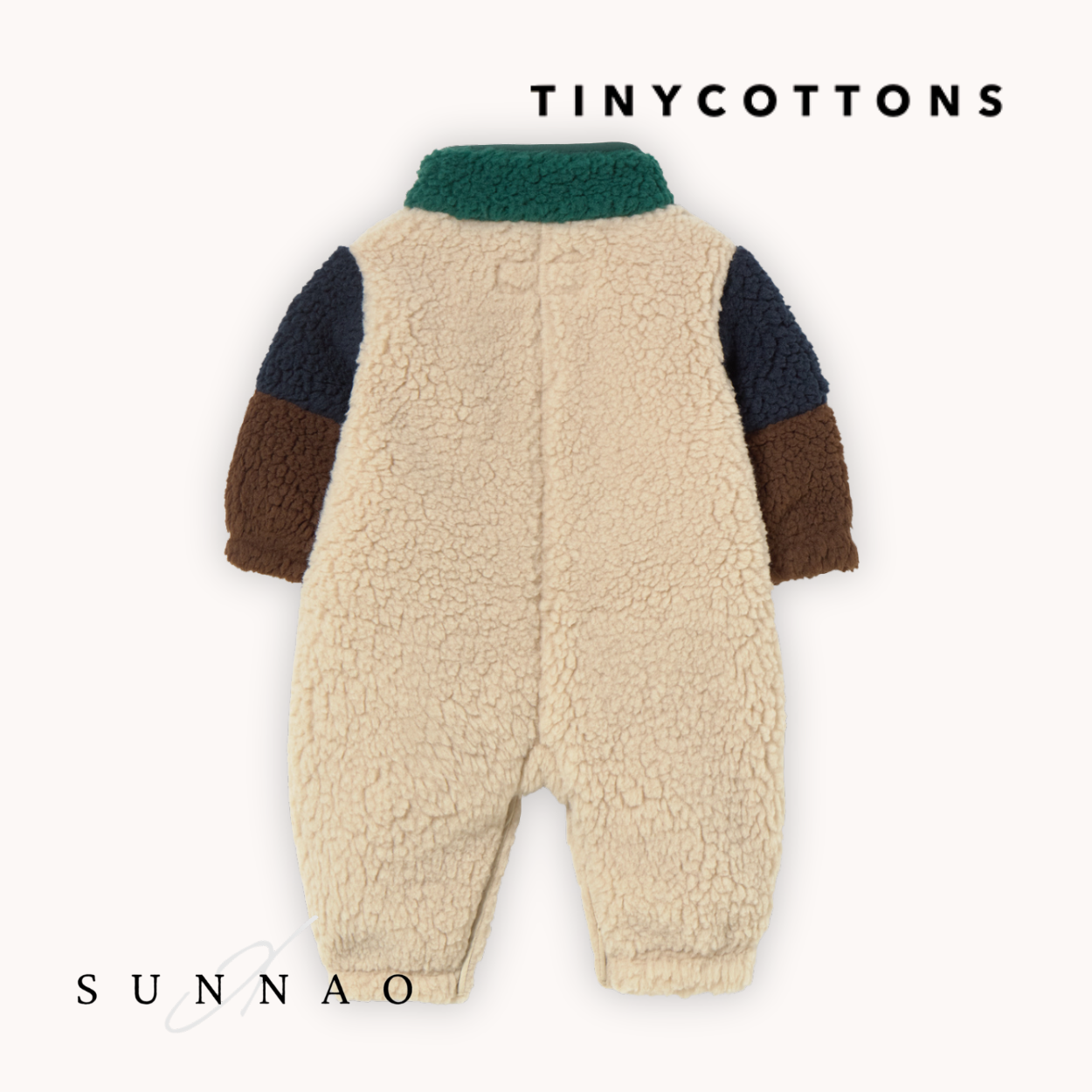 <TINYCOTTONS> COLOR BLOCK POLAR SHERPA ONE-PIECE - dark green