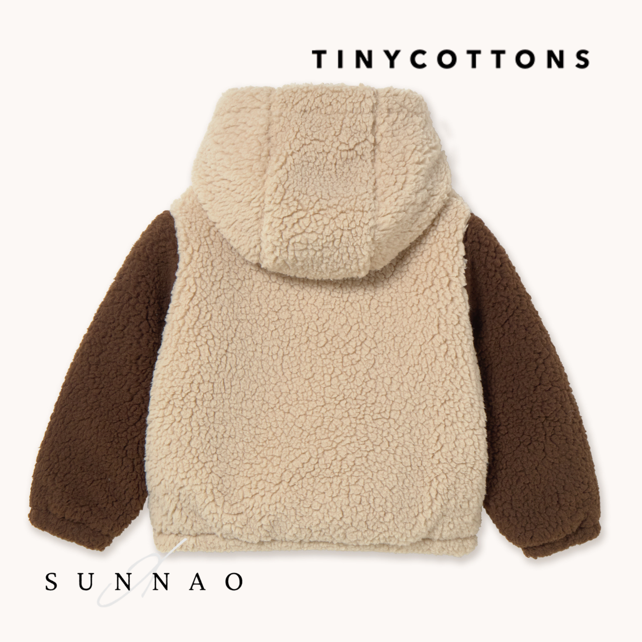 <TINYCOTTONS> Color Block Polar Sherpa Hoodie - dark vanilla