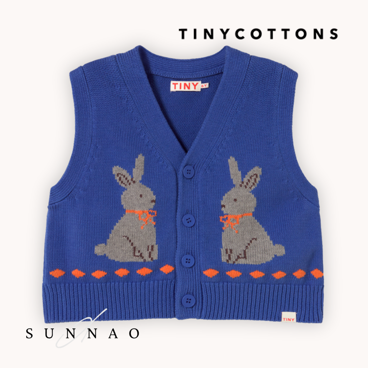 <TINYCOTTONS> RABBITS VEST - dark blue　