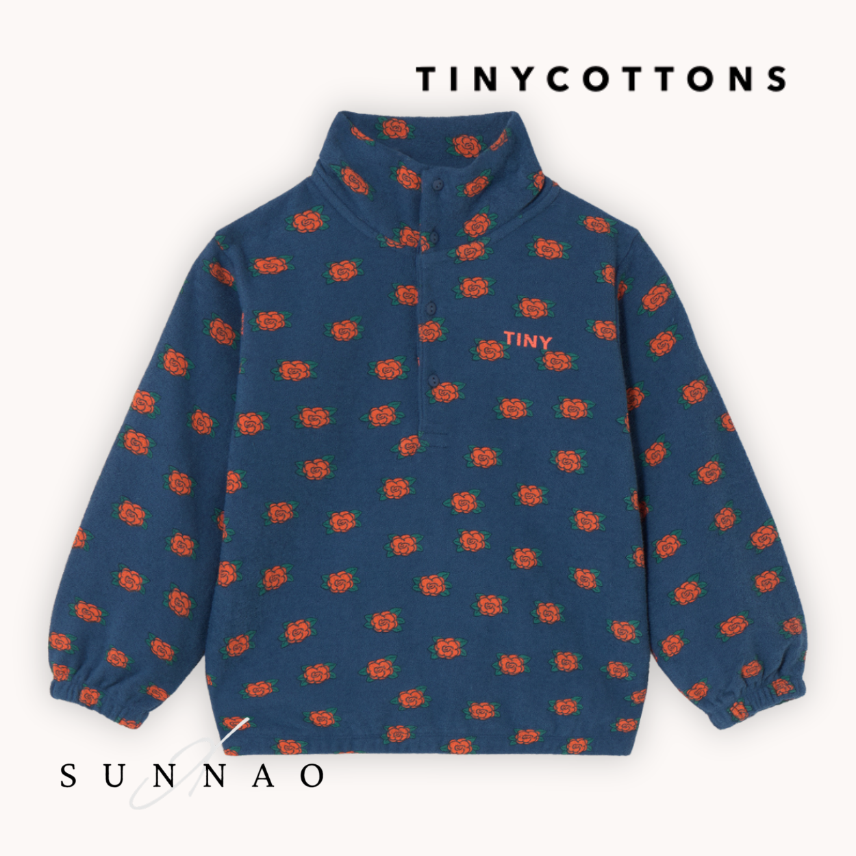<TINYCOTTONS> CAMELIAS MOCKNECK SWEATSHIRT - light navy　