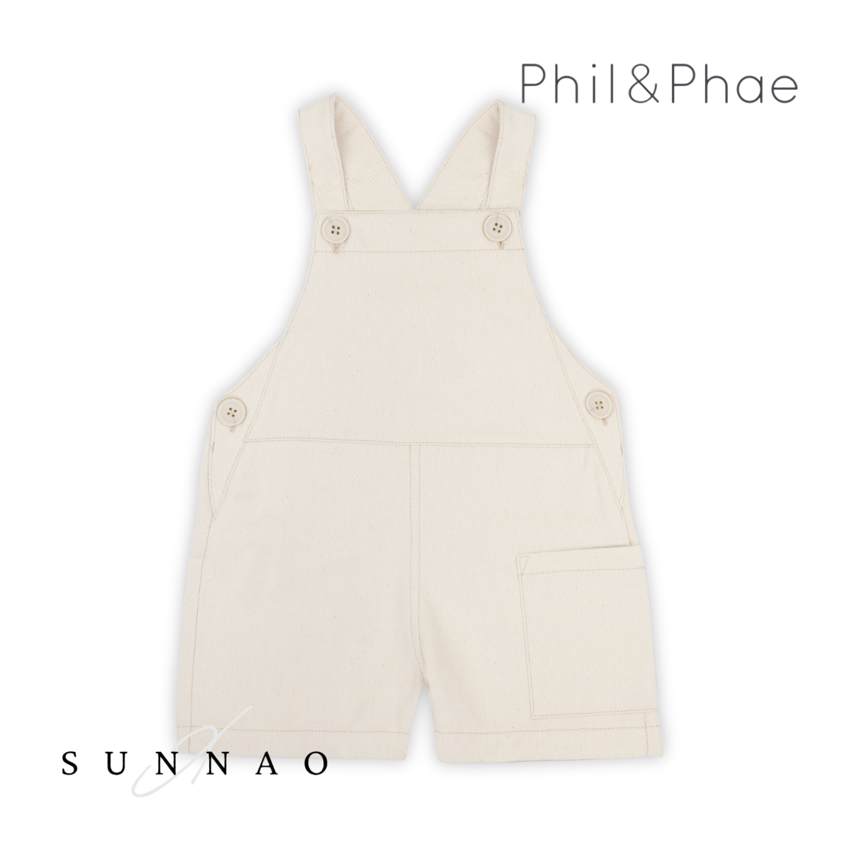 <Phil&Phae>Undyed twill short dungarees - natural