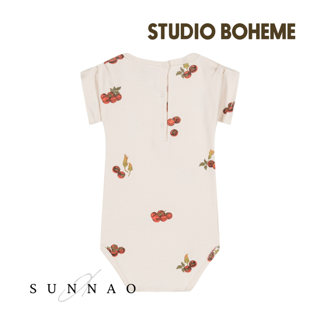 【予約／送料無料】<STUDIO BOHEME PARIS> BODYSUIT BAMA - OFF WHITE / TOMATO（12M-24M）