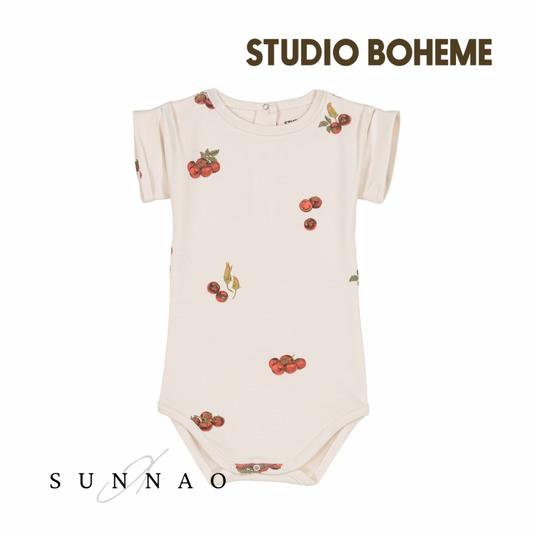 【予約／送料無料】<STUDIO BOHEME PARIS> BODYSUIT BAMA - OFF WHITE / TOMATO（12M-24M）