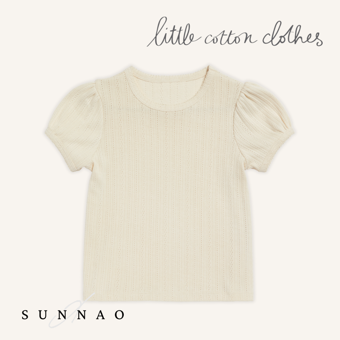 【送料無料】<Little Cotton Clothes>  Organic Pointelle T-shirt Buttermilk （12M-6Y）