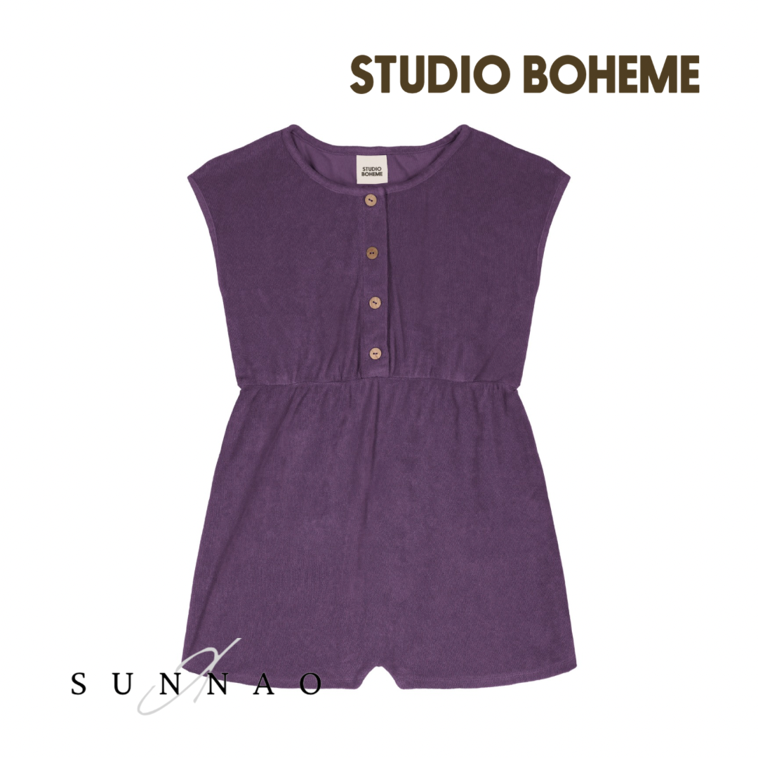 【予約／送料無料】<STUDIO BOHEME PARIS> GIRL JUMPSUIT LOULOU - GRAPE JAM（18M-4Y）