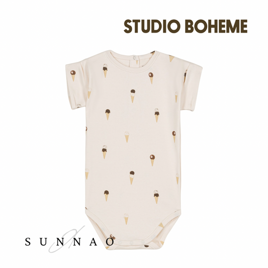 【予約／送料無料】<STUDIO BOHEME PARIS> BODYSUIT BAMA - OFF WHITE / ICE CREAM （12M-24M）