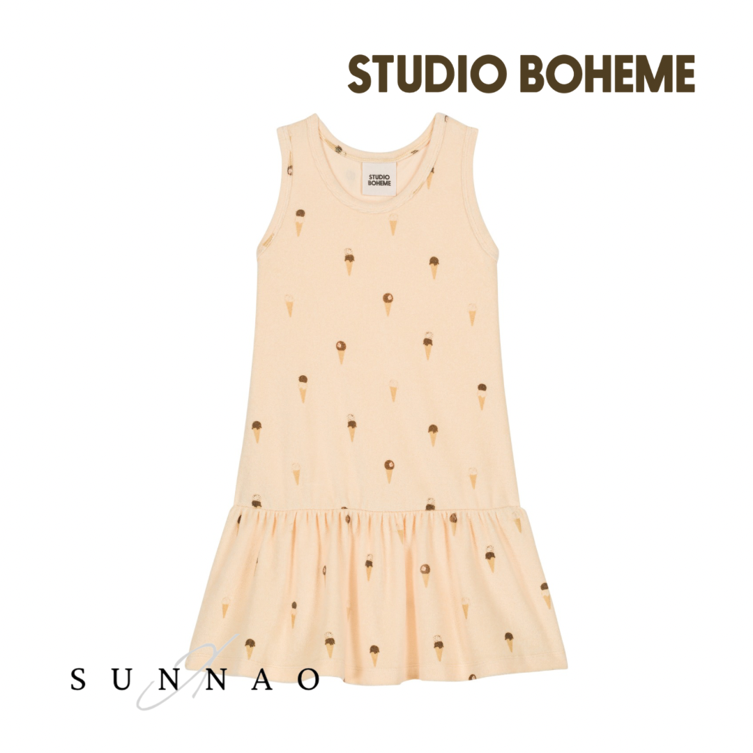 【予約／送料無料】<STUDIO BOHEME PARIS> DRESS PLAYA - VANILLA / ICE CREAM（18M-4Y）