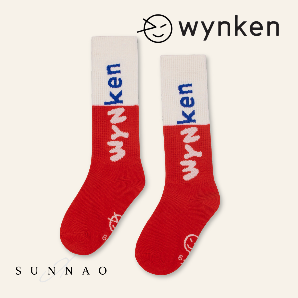 <Wynken> WYNKEN BUBBLE SOCK - ECRU / PILLER RED　