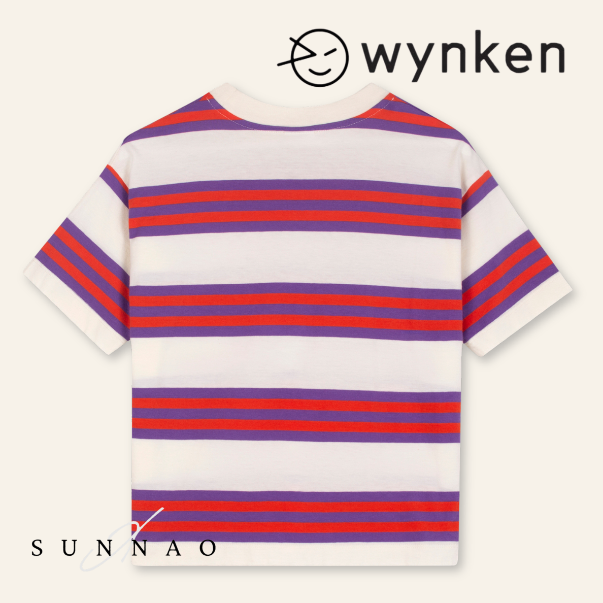 <Wynken> TRIPLE STRIPE TEE - VIOLET / SUNGLOW　