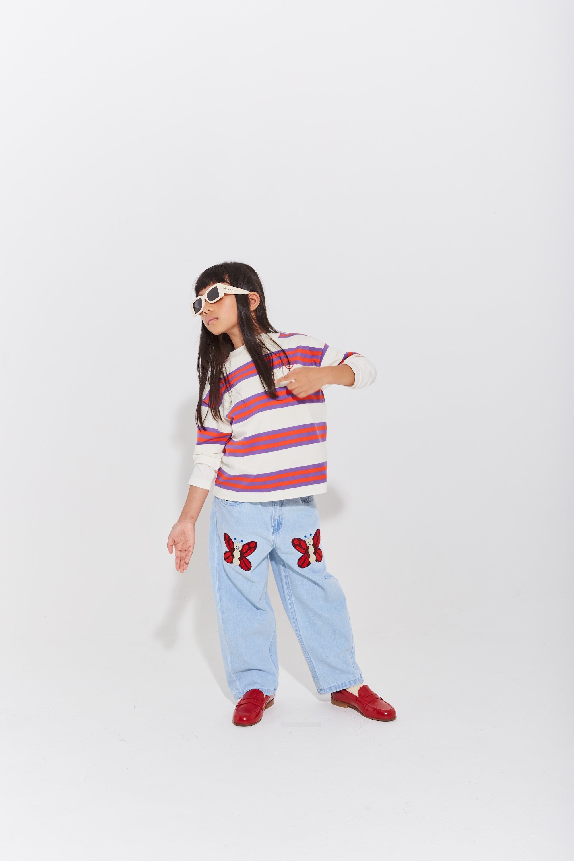 <Wynken> TRIPLE STRIPE TEE - VIOLET / SUNGLOW　