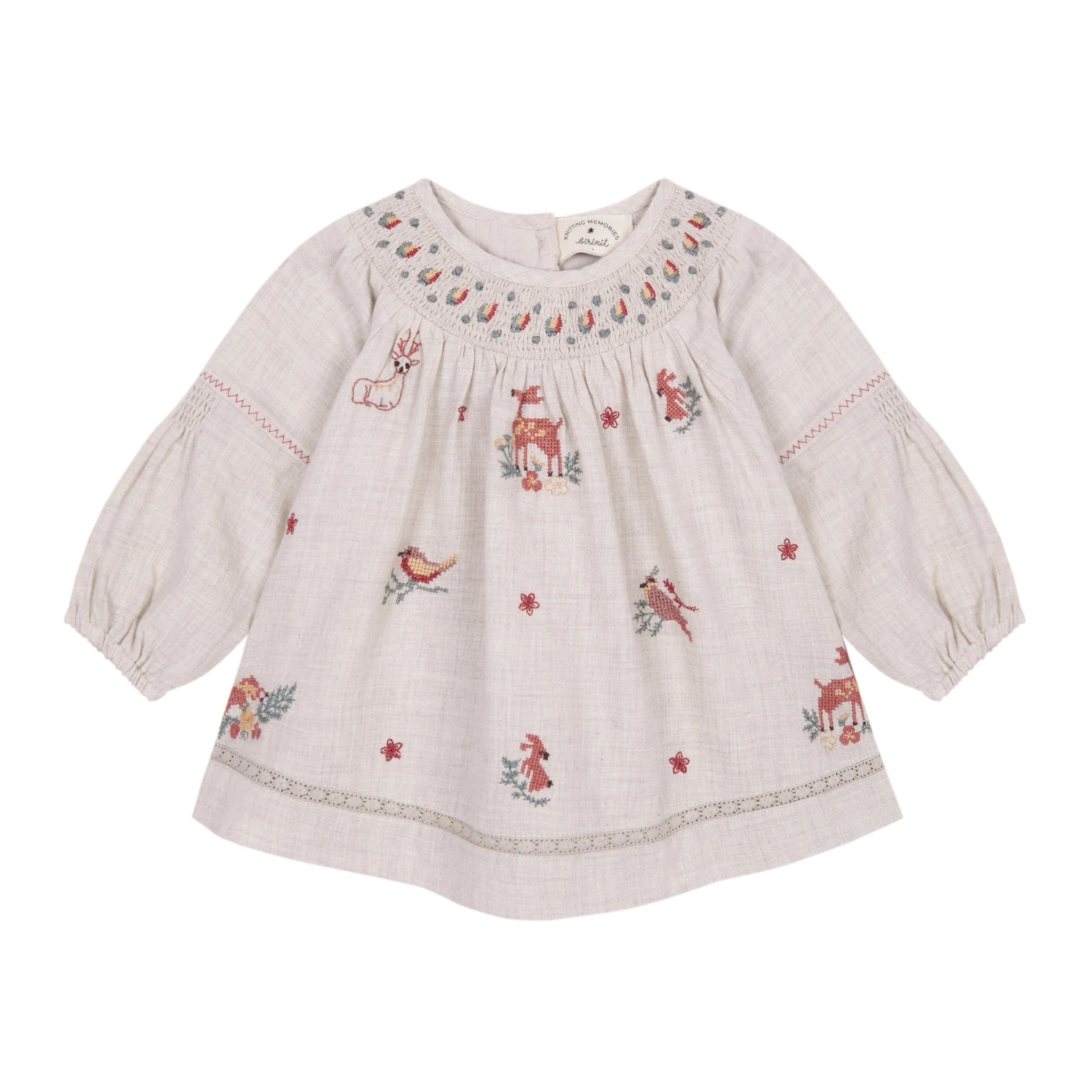 <Birinit Petit> Hurlingham Deer embroidered blouse and bloomer set （18M-2Y）