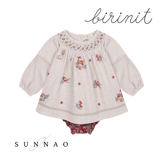 <Birinit Petit> Hurlingham Deer embroidered blouse and bloomer set （18M-2Y）