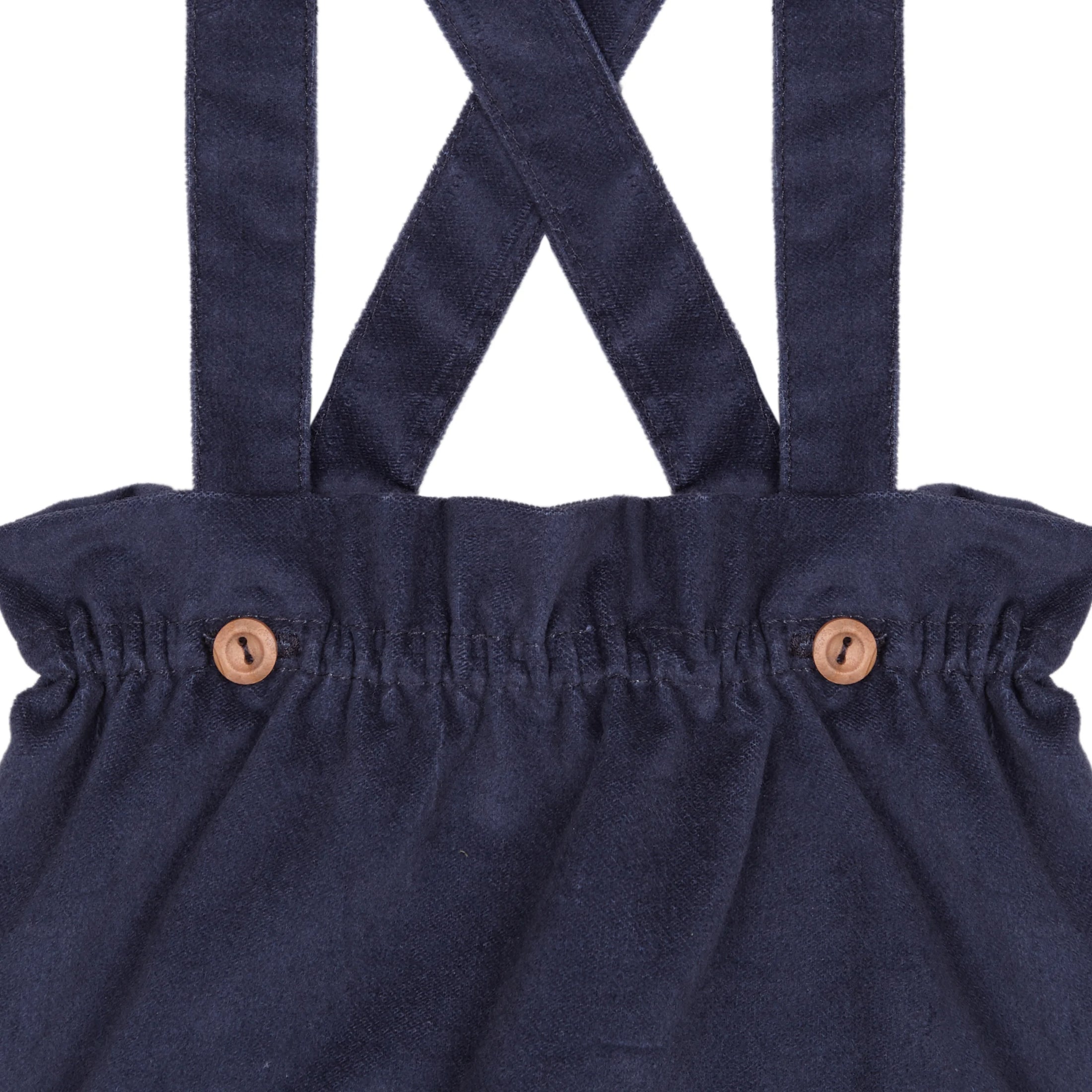 <Birinit Petit> Blue Cobalt velvet straps bloomer（12-18M）