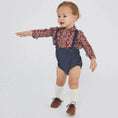 Gallery viewerに画像を読み込む, <Birinit Petit> Blue Cobalt velvet straps bloomer（12-18M）
