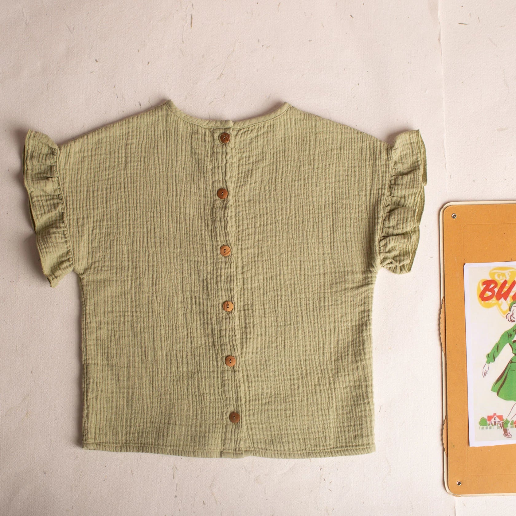 <Birinit Petit> Pistachio bambula blouse（4Y）