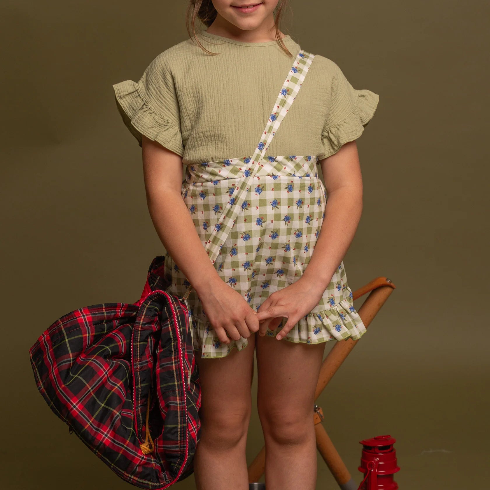 <Birinit Petit> Pistachio bambula blouse（4Y）