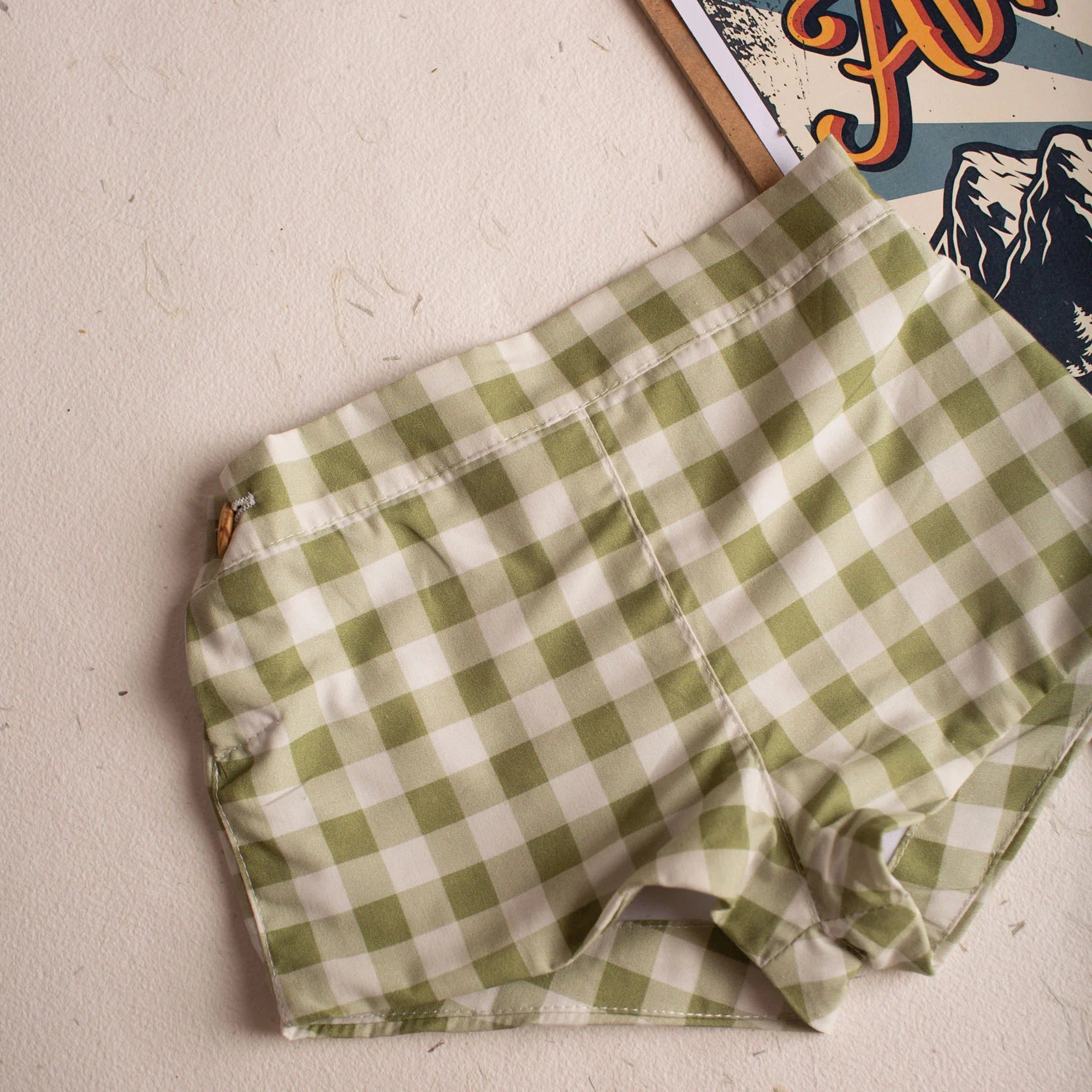 <Birinit Petit> Green gingham pistachio short （2-6Y）