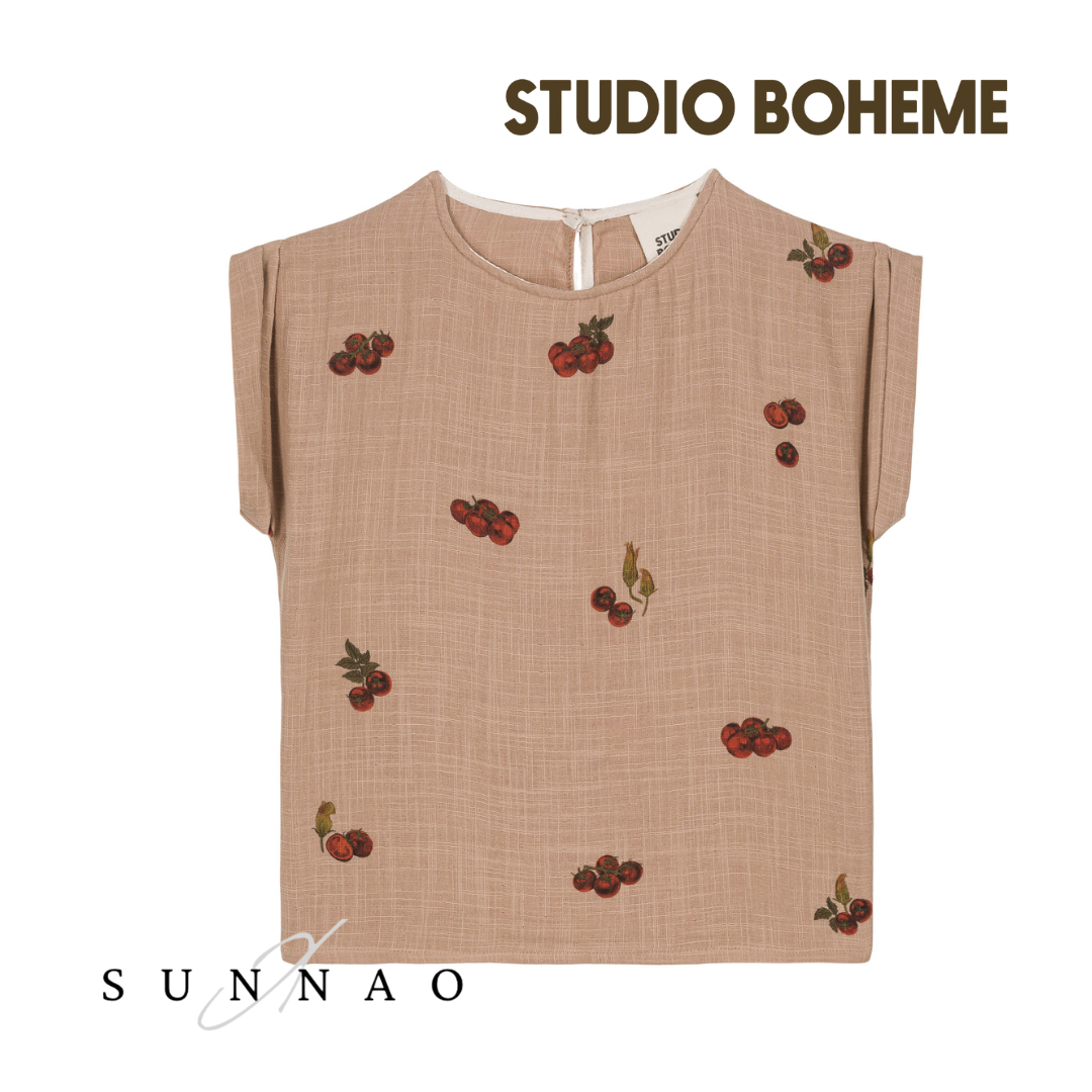 【予約／送料無料】<STUDIO BOHEME PARIS> BLOUSE PRASLIN - NOUGAT / TOMATO（12M-8Y）