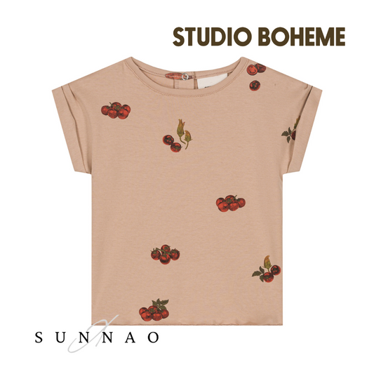 【予約／送料無料】<STUDIO BOHEME PARIS> T-SHIRT BAMA - NOUGAT / TOMATO（12M-8Y）