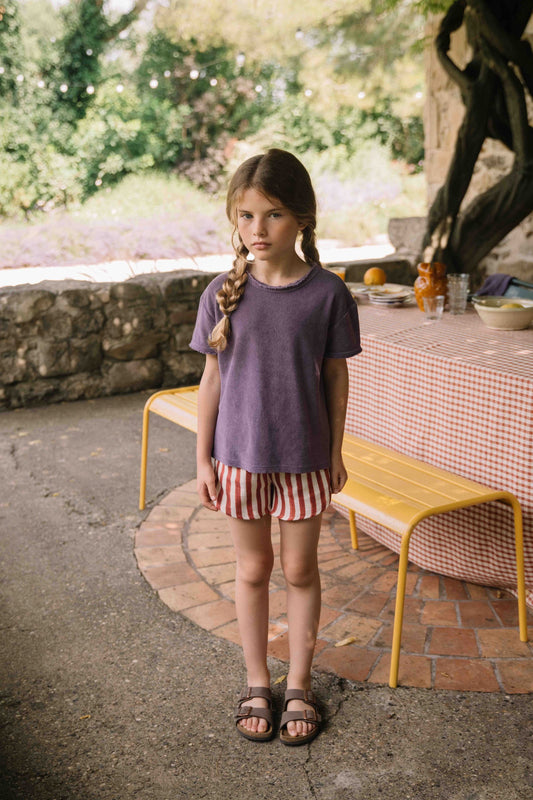 【予約／送料無料】<STUDIO BOHEME PARIS> SHORTS GEORGETTE - RED STRIPES（18M-8Y）