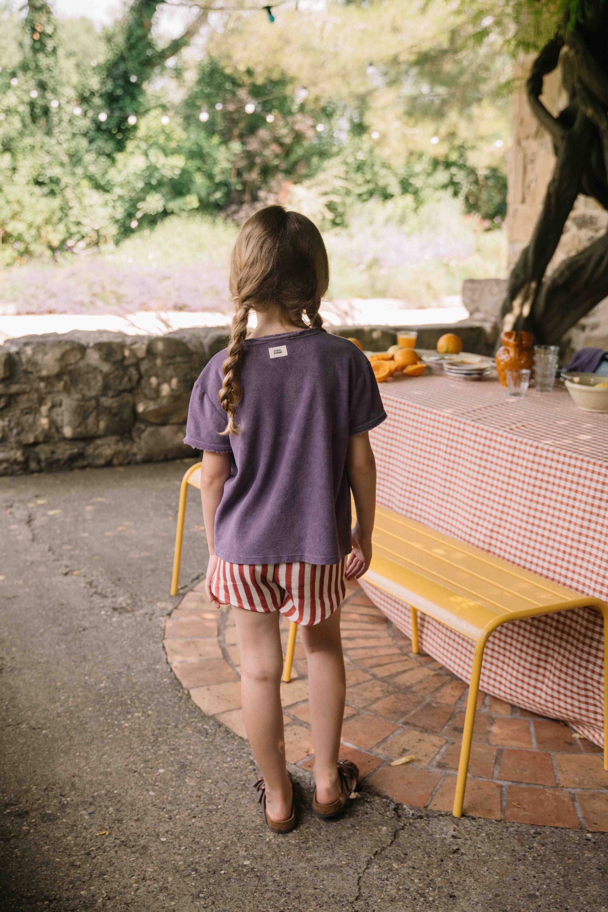 【予約／送料無料】<STUDIO BOHEME PARIS> SHORTS GEORGETTE - RED STRIPES（18M-8Y）