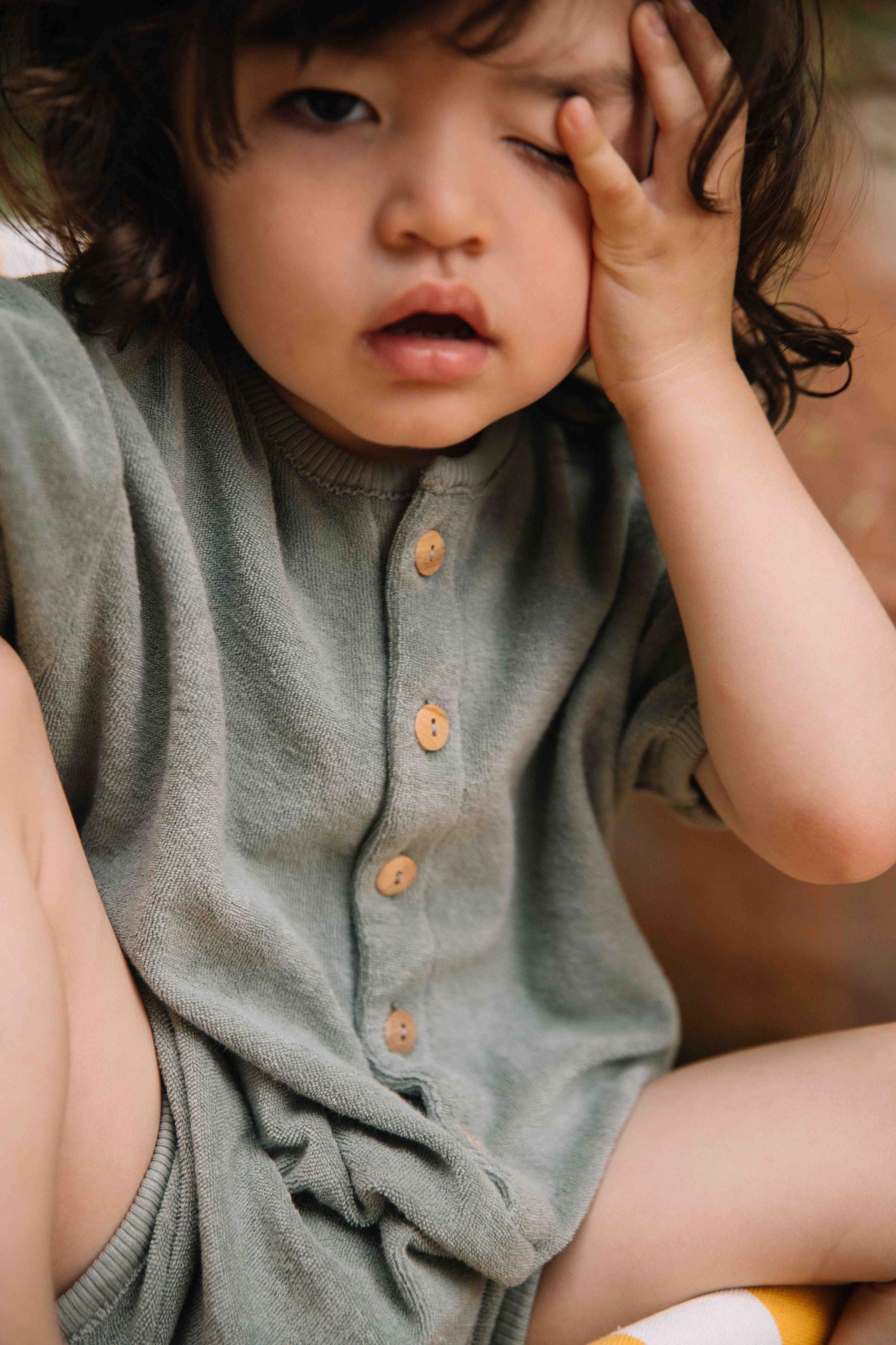 【予約／送料無料】<STUDIO BOHEME PARIS> ROMPER BEBECITO - GREEN GREY（12-36M）