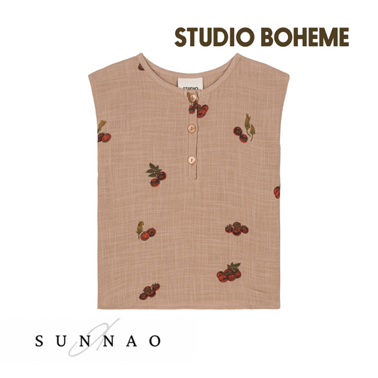 【予約／送料無料】<STUDIO BOHEME PARIS> BLOUSE ROMAN - NOUGAT / TOMATO （12M-8Y）