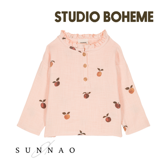 <STUDIO BOHEME PARIS> OLYMPE BLOUSE - LIGHT PINK/APPLE（6Y）