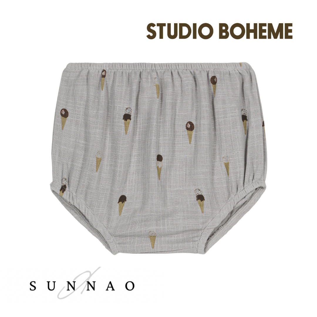 【予約／送料無料】<STUDIO BOHEME PARIS> BLOOMERS AMI - GREY/ ICE CREAM（12-24M）