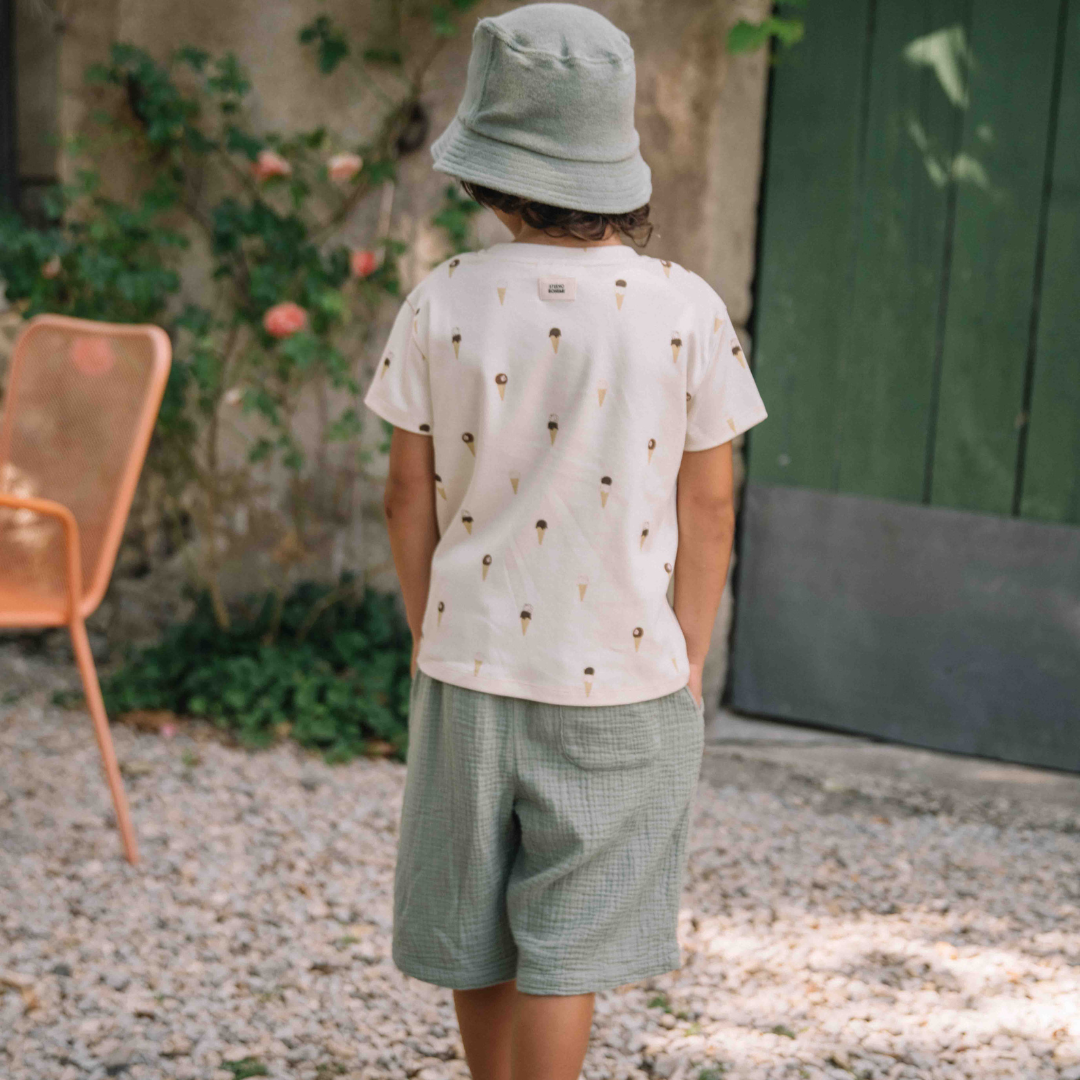 【予約／送料無料】<STUDIO BOHEME PARIS> BUCKET HAT NIKO - GREEN GREY（1-5Y）