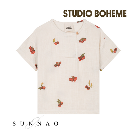 【予約／送料無料】<STUDIO BOHEME PARIS> T-SHIRT ORSO - OFF WHITE / TOMATO（12M-8Y）