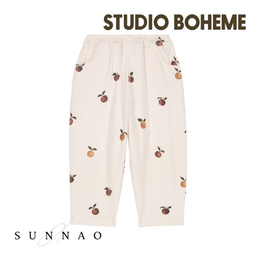 <STUDIO BOHEME PARIS> CARROT PANTS - ECRU/APPLES（12M-36M）