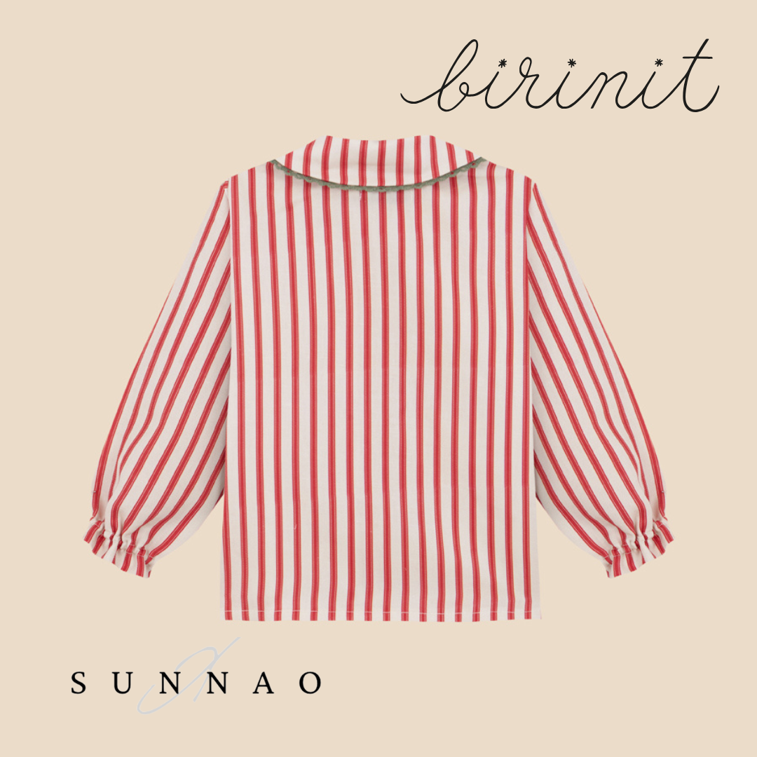 <Birinit Petit> Red stripes blouse（18M-6Y）