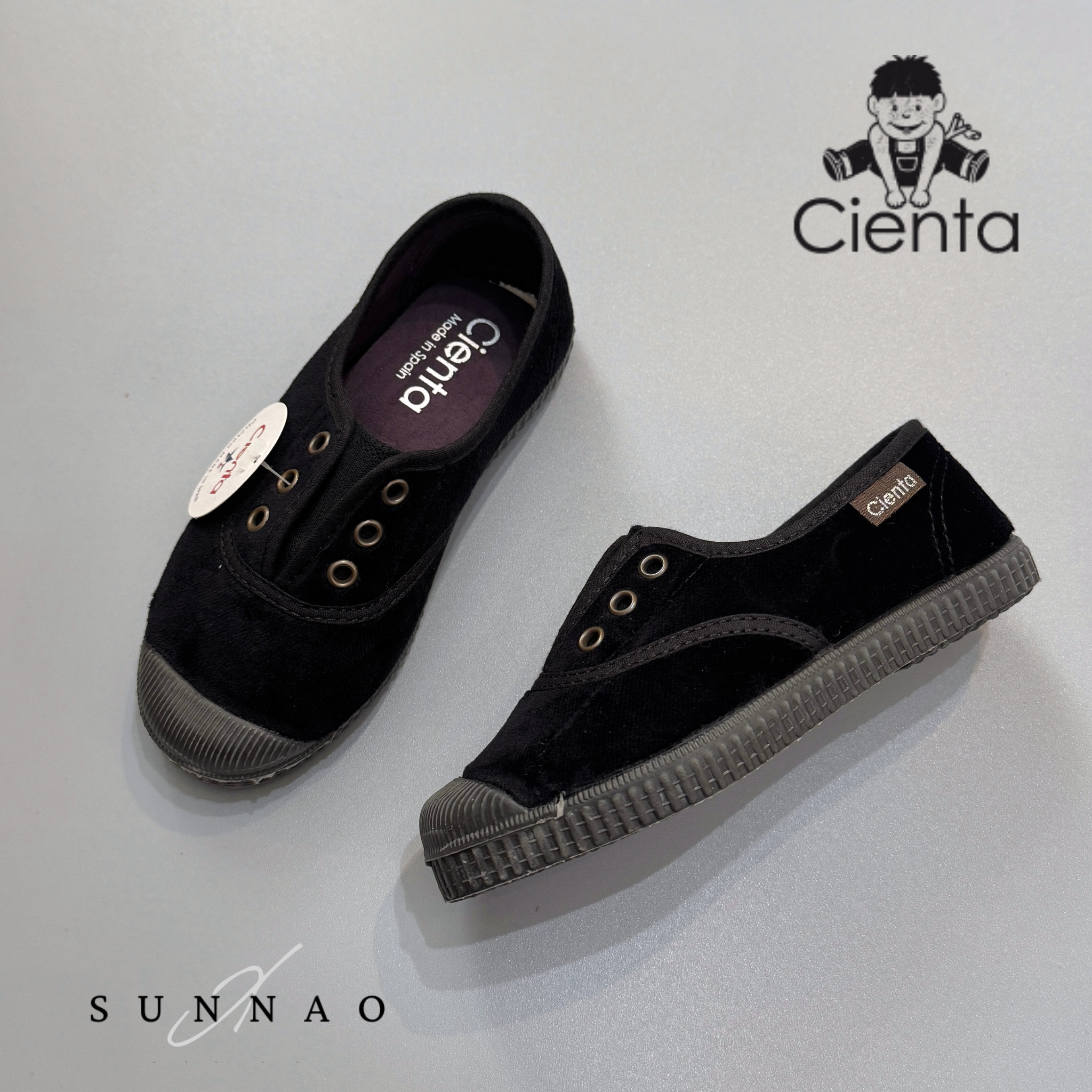 <Cienta>Velour Deck shoes - NEGRO 955075