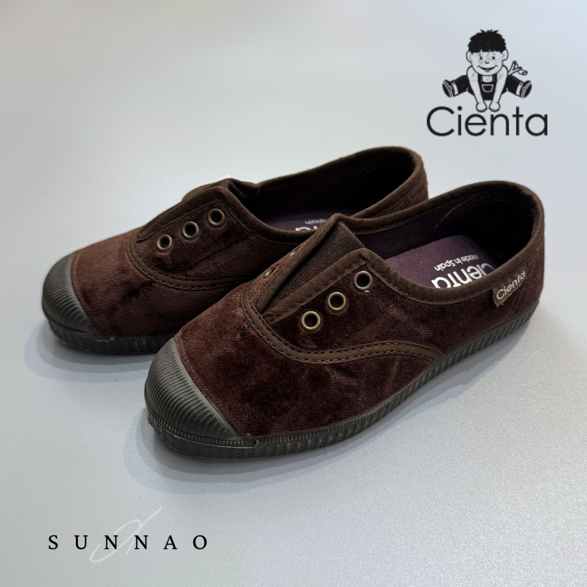 <Cienta>Velour Deck shoes - MARRON 955075