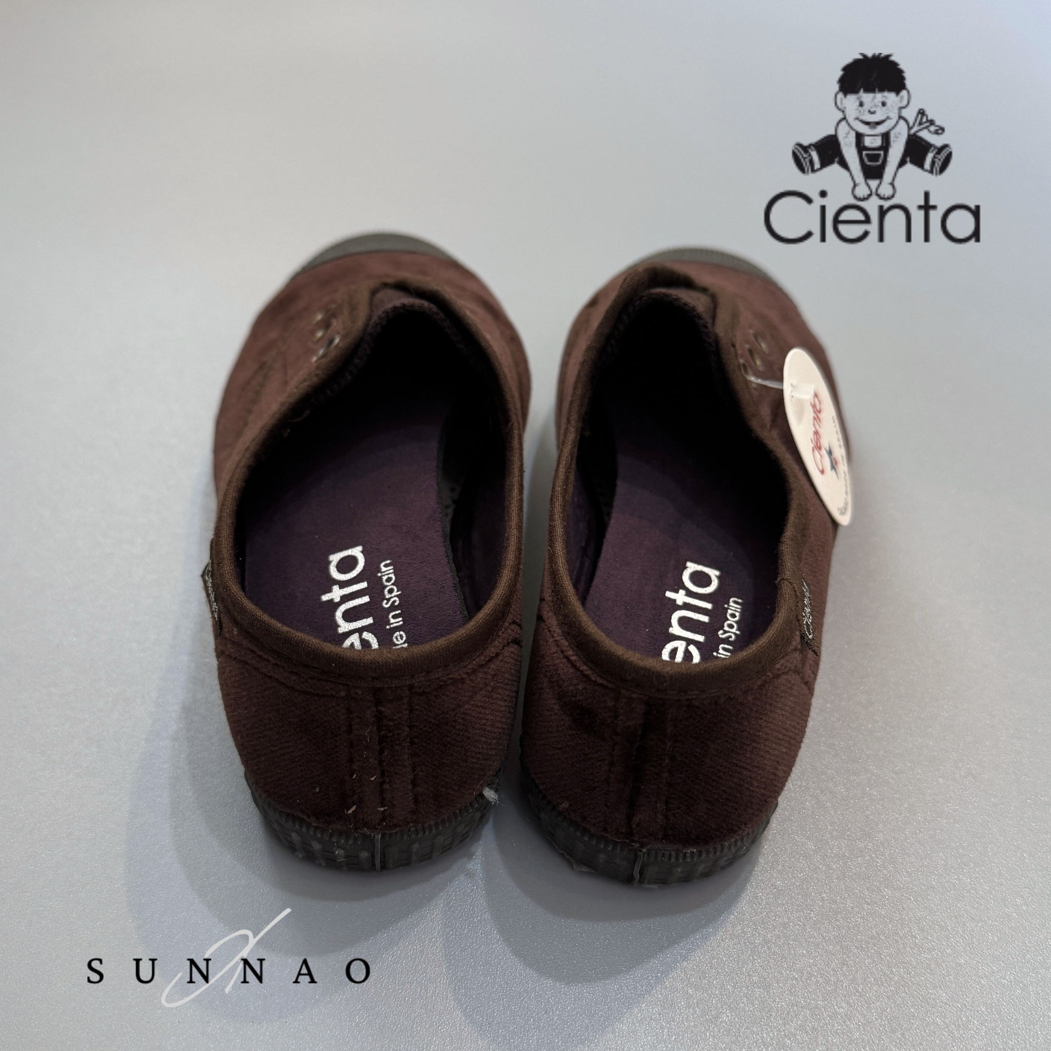 <Cienta>Velour Deck shoes - MARRON 955075