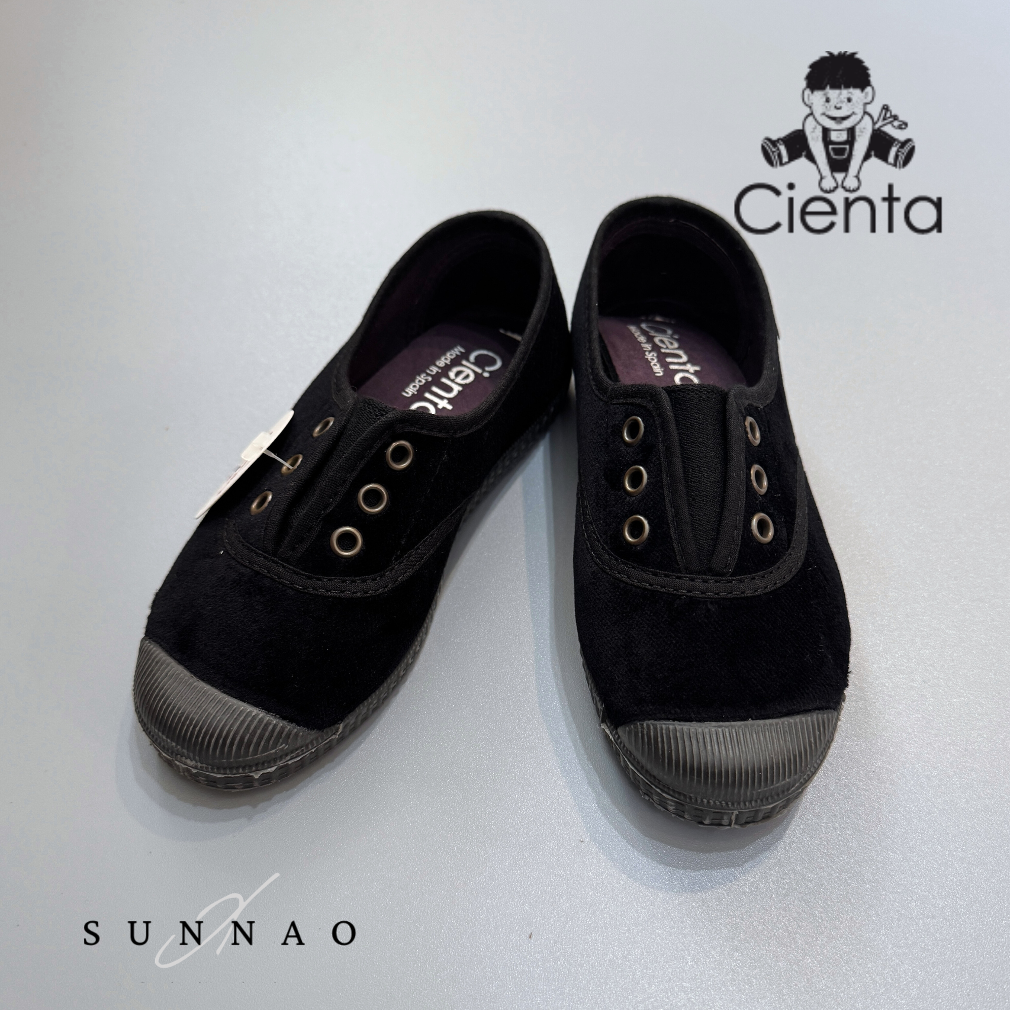<Cienta>Velour Deck shoes - NEGRO 955075